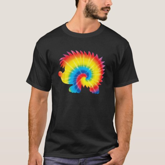 Tie Dye Hedgehog Rainbow Print Rodent Hippie Peace T-Shirt (Vorderseite)