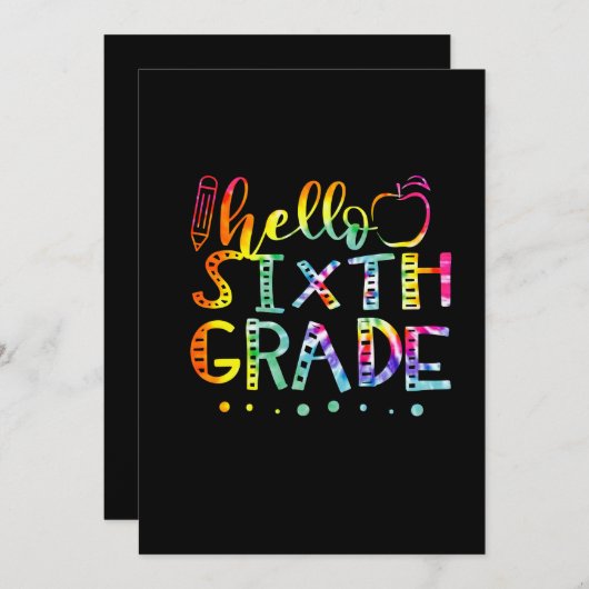 Tie Dye Hello sixth th Grade Teacher Save The Date (Vorne/Hinten)