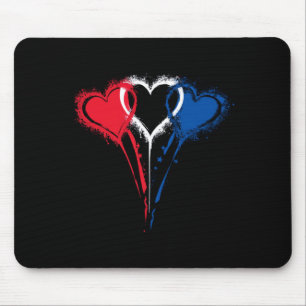 Tie Dye Herz USA-Flaggenfarben Weiß Rot Blau 4. Mousepad