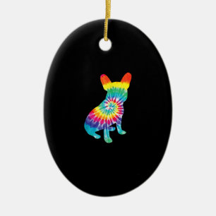 Tie-Dye-Hund Hippie-Französische-Bulldogge Hun Keramik Ornament