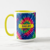 Tie-Dye individueller Name Bunter Geschenk Tasse (Links)