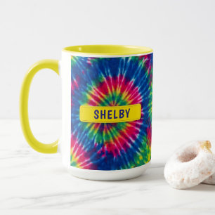 Tie-Dye individueller Name Bunter Geschenk Tasse