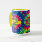 Tie-Dye individueller Name Bunter Geschenk Tasse (Vorderseite Links)
