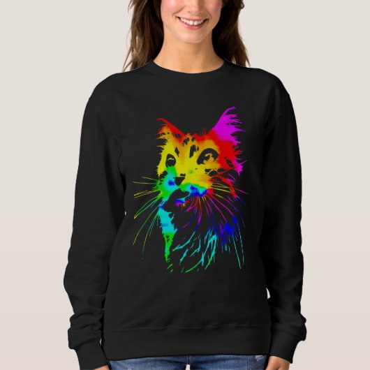 Tie-Dye-Katzen-Splash-Kunst Sweatshirt (Vorderseite)