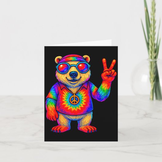 Tie-dye Lar Bear Peace Sign Hip Karte (Vorderseite)