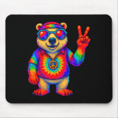 Tie-dye Lar Bear Peace Sign Hip  Mousepad (Vorne)