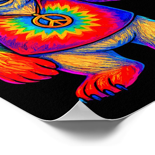 Tie-dye Lar Bear Peace Sign Hip  Poster (Ecke)