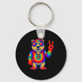 Tie-dye Lar Bear Peace Sign Hip  Schlüsselanhänger (Vorderseite)
