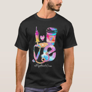 Tie Dye Liebe Registrierte Pflegekraft Stethoskop T-Shirt