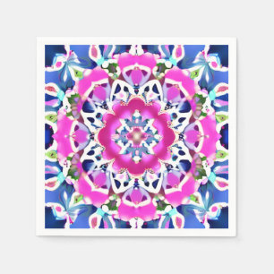 Tie Dye Mandala Muster Denim Blau und Rosa Serviette