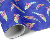 Tie Dye Marine Animals Dolphins Marlins Geschenkpapier (Rolleneckpunkt)