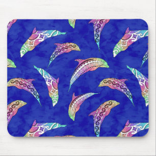 Tie Dye Meereslebewesen Delfine Marline Mousepad