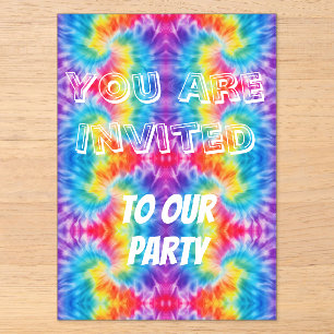 Tie-Dye-Party-Einladung Acryleinladungen