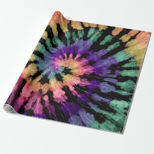 Tie Dye Pattern. Hand Drawn Rainbow Shibori. Ink t Geschenkpapier