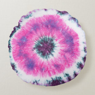 tie dye pattern hand dyed on cotton fabric abstrac rundes kissen