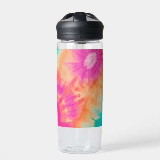 Tie Dye Pattern Hot Pink Orange Teal - custom name Trinkflasche (Vorderseite)