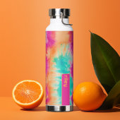 Tie Dye Pattern Hot Pink Orange Teal - custom name Trinkflasche