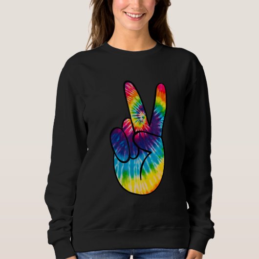 Tie Dye Peace Sign Hand Hippies V 1 Sweatshirt (Vorderseite)