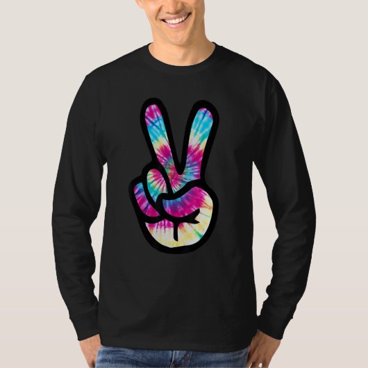 Tie Dye Peace Sign Hand Hippies V s T-Shirt (Vorderseite)