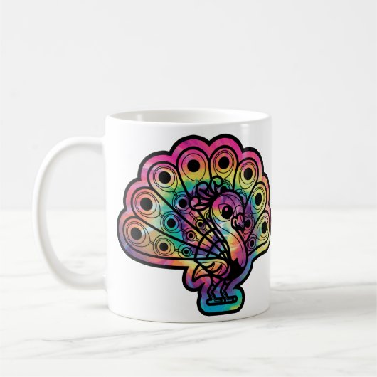 Tie-Dye-Pfau Kaffeetasse (Links)