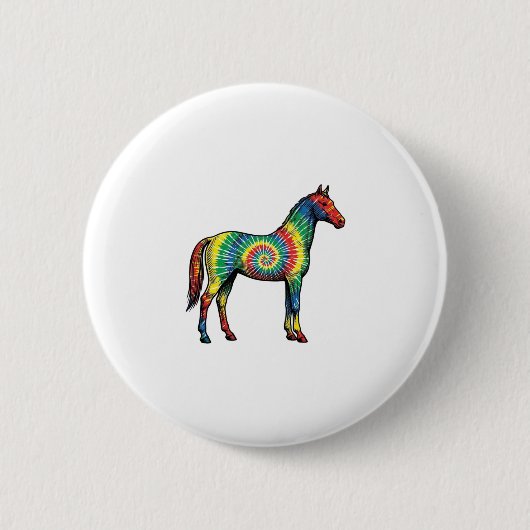 Tie-Dye-Pferd Vintage-Stichvektor Kunst Button (Vorderseite)