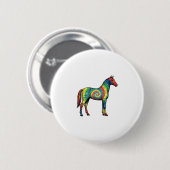 Tie-Dye-Pferd Vintage-Stichvektor Kunst Button (Vorne & Hinten)