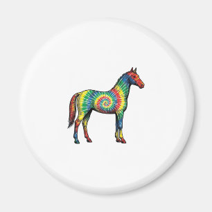 Tie-Dye-Pferd Vintage-Stichvektor Kunst Magnet