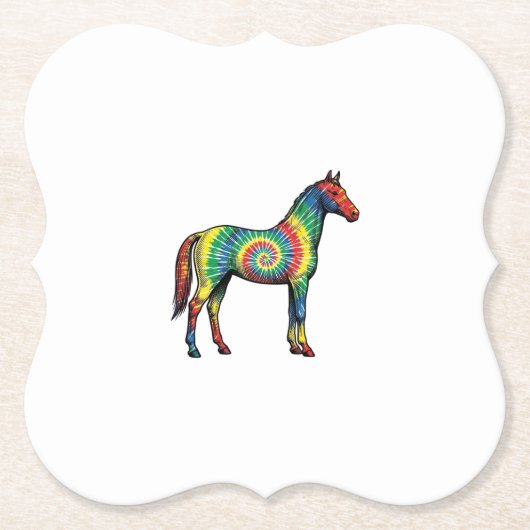 Tie-Dye-Pferd Vintage-Stichvektor Kunst Untersetzer (Vorderseite)
