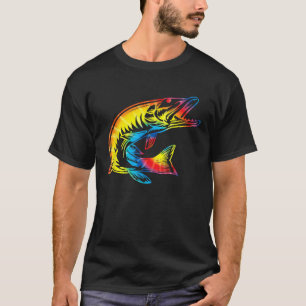 Tie Dye Pike Regenbogen Druck Pickerel Hippie Frie T-Shirt