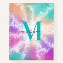 Tie Dye Pink Orange Teal Purple Monogram