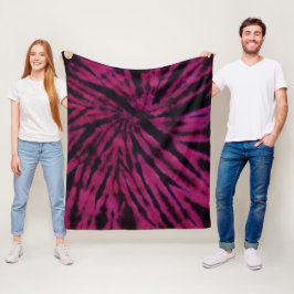 Tie-Dye Purple Pink Black Hippie Retro Pattern  Fleecedecke