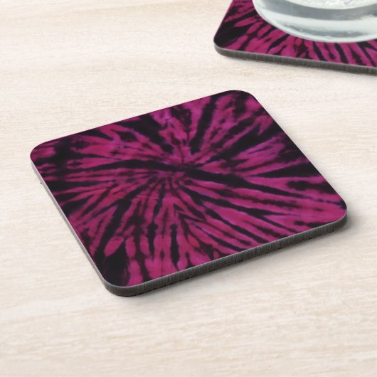 Tie-Dye Purple Pink Black Hippie Retro Pattern  Getränkeuntersetzer (Linke Seite)