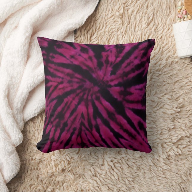 Tie-Dye Purple Pink Black Hippie Retro Pattern  Kissen (Decke)