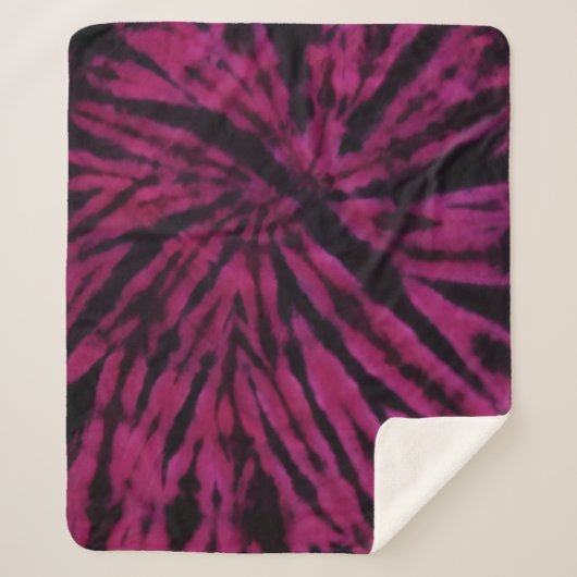 Tie-Dye Purple Pink Black Hippie Retro Pattern  Sherpadecke (Vorderseite)