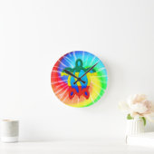 Tie Dye Rasta Honu Turtle Runde Wanduhr (Zuhause)