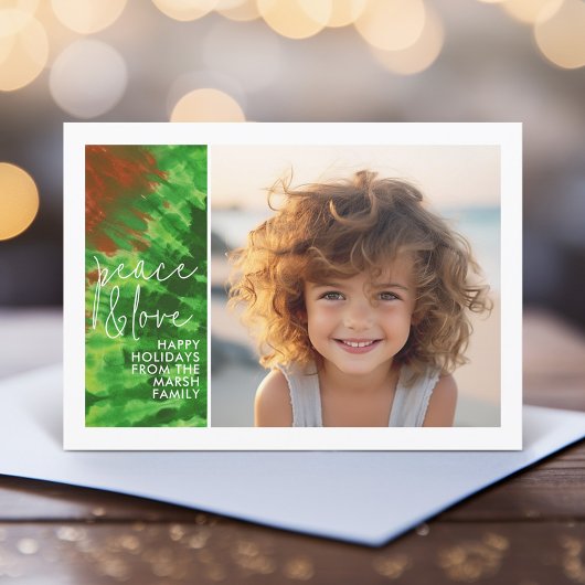 Tie-Dye Red Green - 1 Photo - Merry Christmas Feiertagskarte