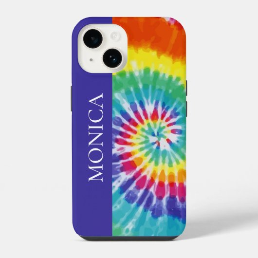 Tie Dye Retro Monogram Farbig iPhone Hülle (Rückseite)