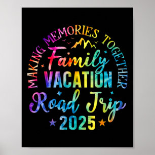 Tie Dye Road Trip 2025 Familienurlaub passendes Gr Poster