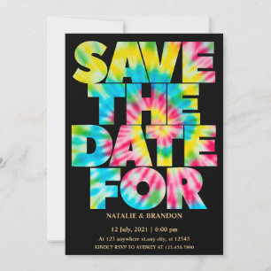 Tie Dye Save-the-Date-Karte Einladung