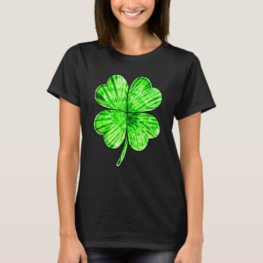 Tie Dye Shamrock Lucky Four Leaf C St Patrick's Da T-Shirt (Vorderseite)