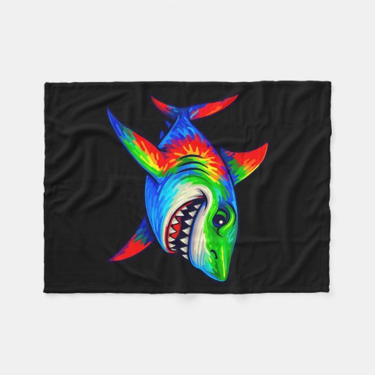 Tie-dye Shark Peace Sign Hipe  Fleecedecke (Vorderseite (Horizontal))