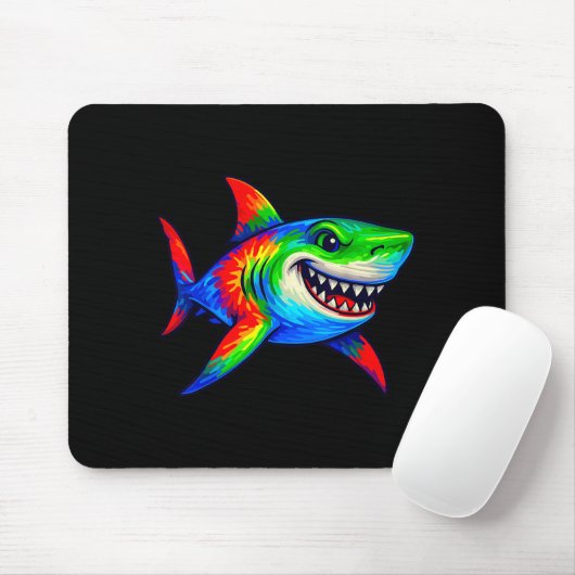 Tie-dye Shark Peace Sign Hipe Mousepad (Mit Mouse)