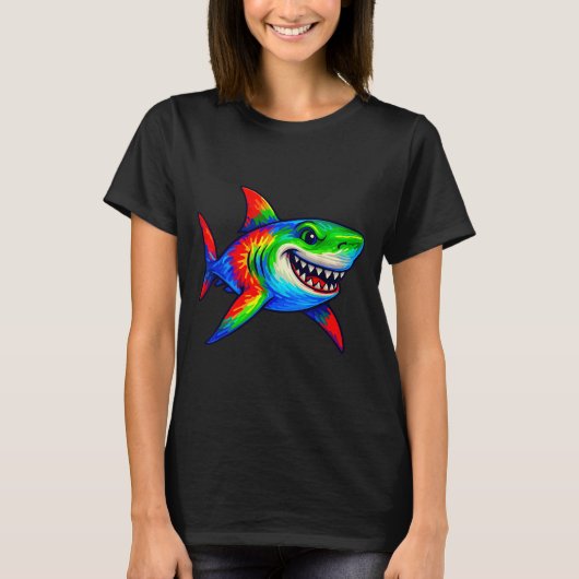 Tie-dye Shark Peace Sign Hipe T-Shirt (Vorderseite)