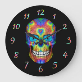 Tie Dye Skull Dead Zombie Undead Wall Clocks Große Wanduhr