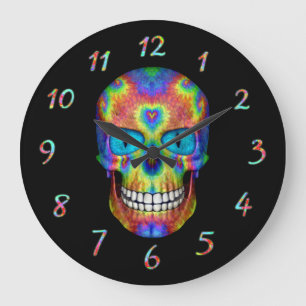 Tie Dye Skull Dead Zombie Undead Wall Clocks Große Wanduhr