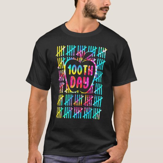 Tie Dye Tally Marks 100th Day Of School Teacher St T-Shirt (Vorderseite)
