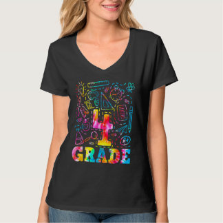 Tie-Dye-Typografie Vierte Klasse 1. Schultag T-Shirt
