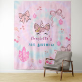  Tie Dye Unicorn Coquette Bow Birthday Backdrop  Wandteppich (Beispiel)