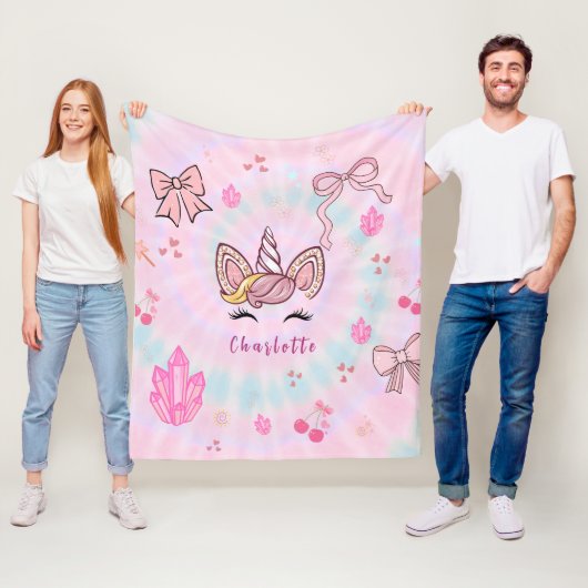  Tie Dye Unicorn Coquette Bow  Fleecedecke (Beispiel)
