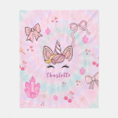  Tie Dye Unicorn Coquette Bow  Fleecedecke (Vorderseite)